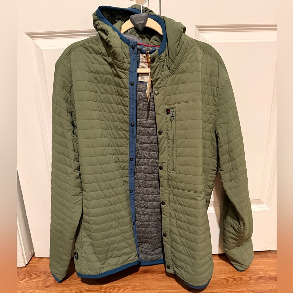 NWT Men's Relwen Windzip Hoodie Green Quilted Jacket Size Large